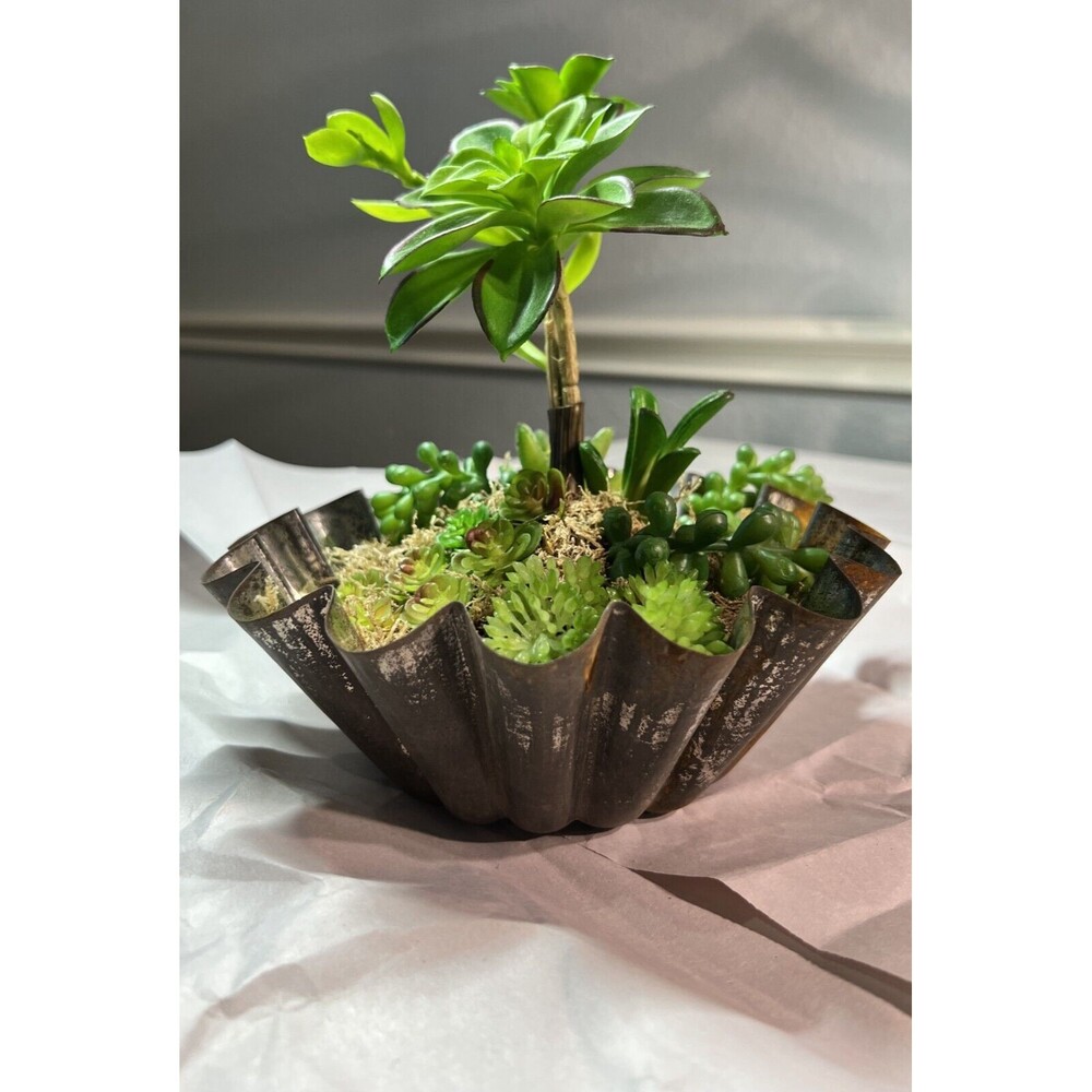 Vintage Tin with Faux Succulent